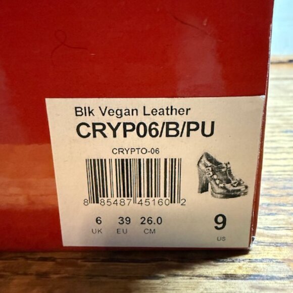 Demonia Crypto-06, Vegan Leather,  Platform Mary Janes, Black & Red, Size 9, NEW - Picture 8 of 8